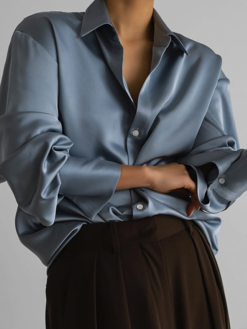 SILK UNBALANCED WRAP BLOUSE