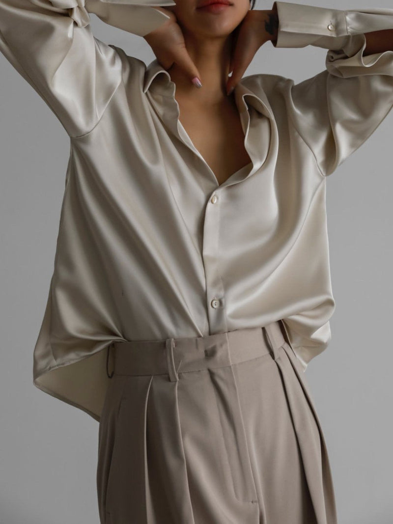 SILK UNBALANCED WRAP BLOUSE