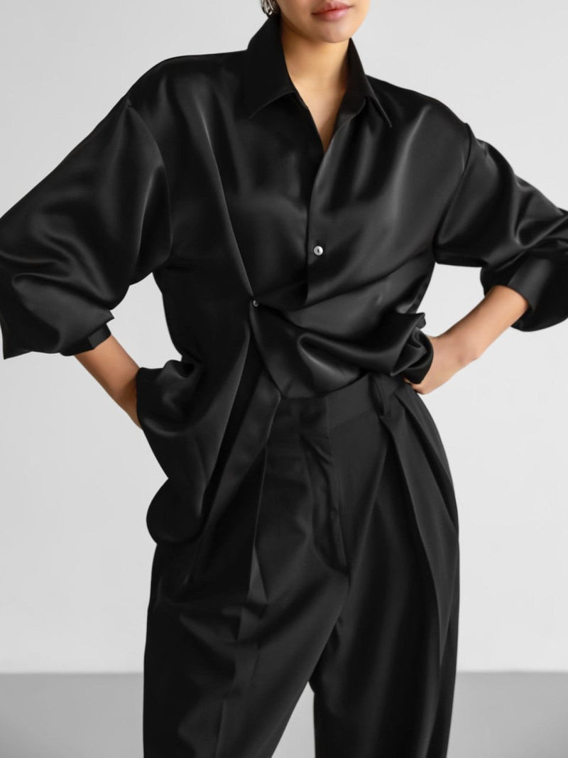 SILK UNBALANCED WRAP BLOUSE