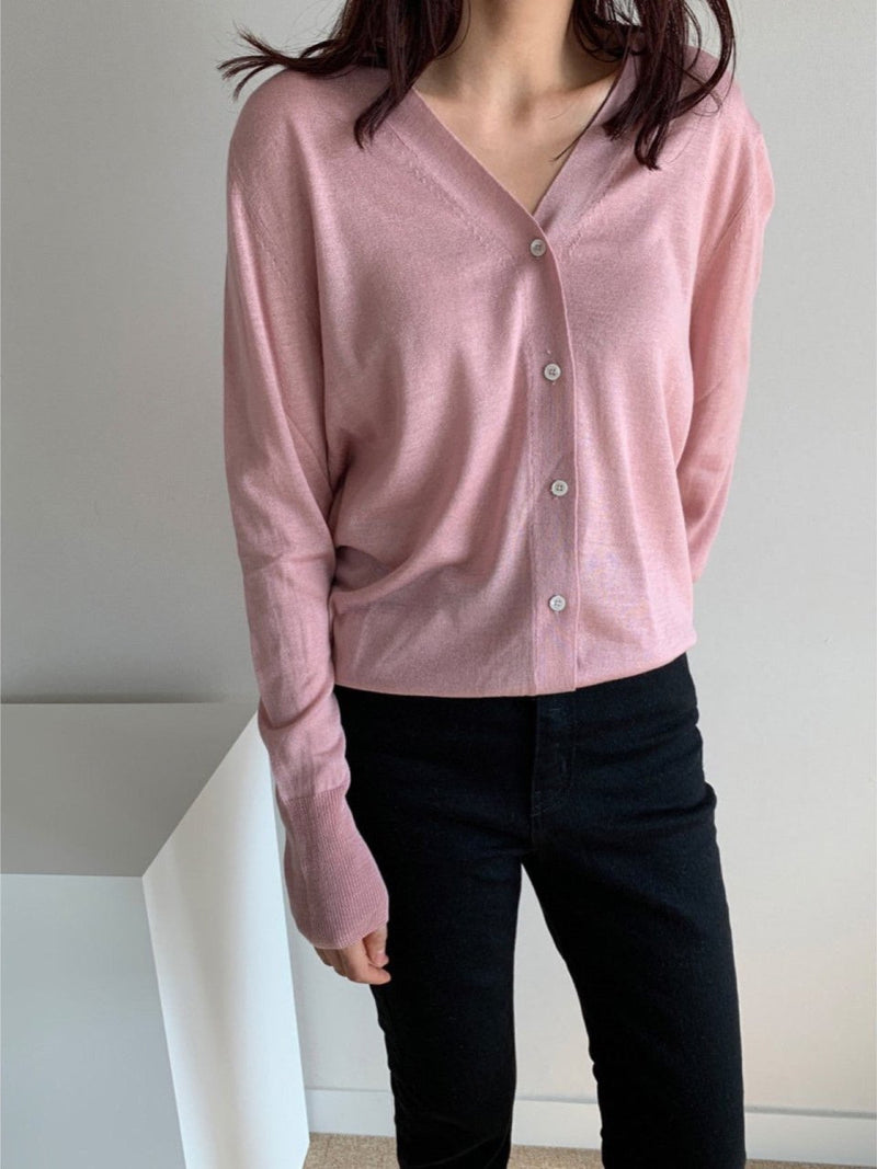 SILKWOOL SLIM V-NECK CARDIGAN