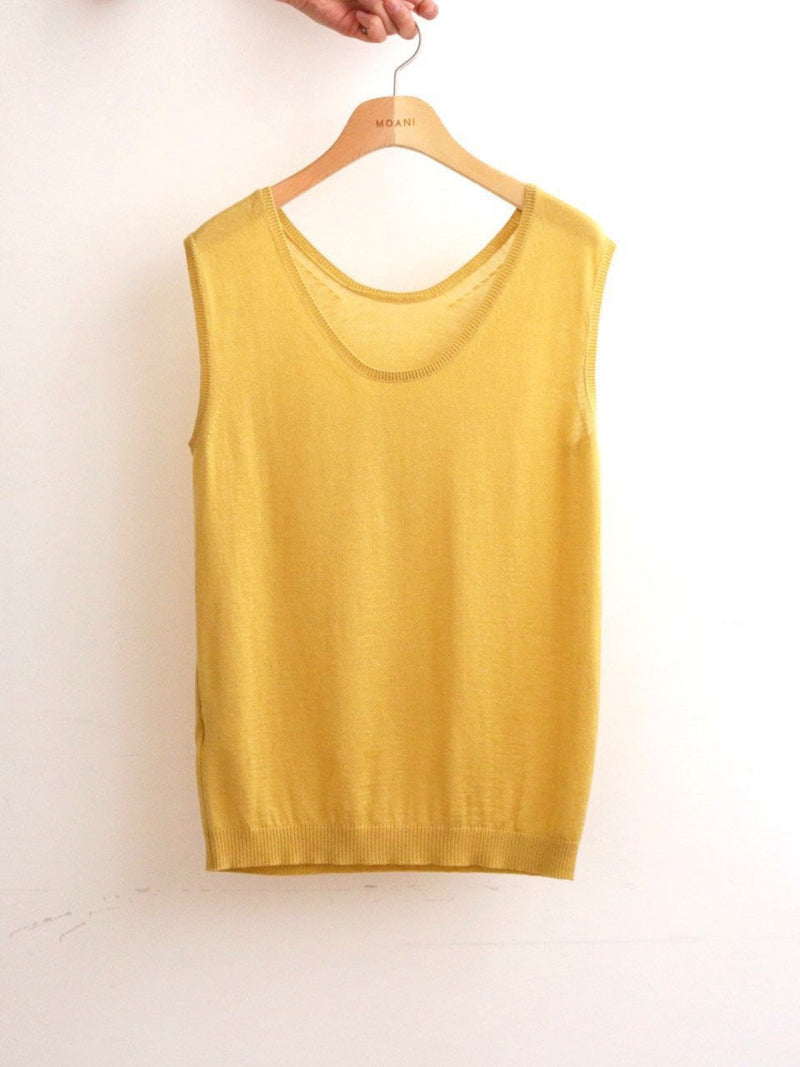 SILKWOOL U-NECK SLEEVELESS KNIT TOP