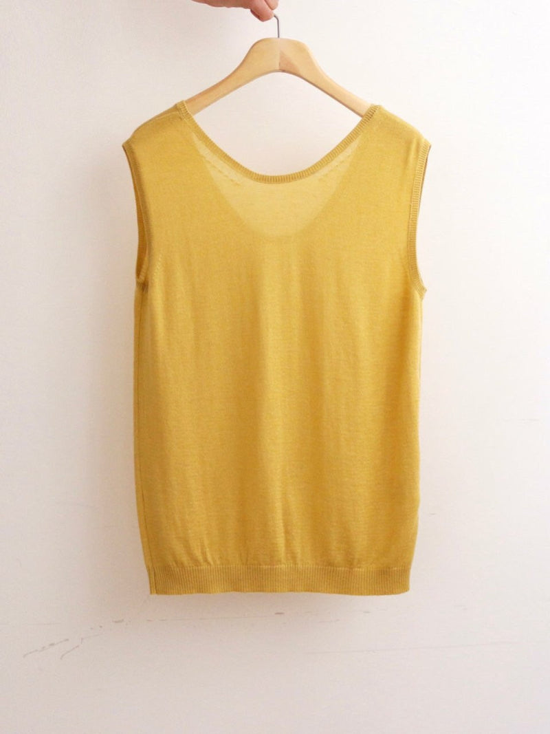 SILKWOOL U-NECK SLEEVELESS KNIT TOP