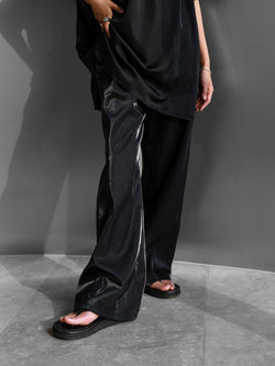 SILKY BANDED WIDE TROUSERS