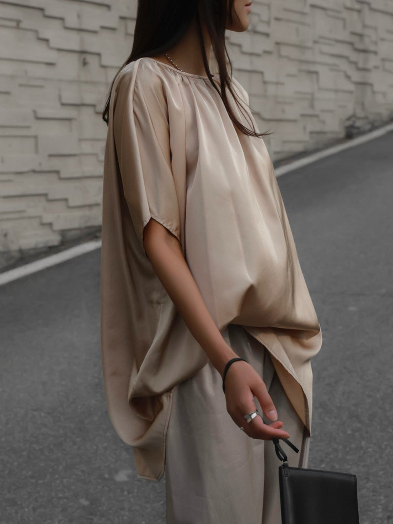 SILKY BANDED WIDE TROUSERS