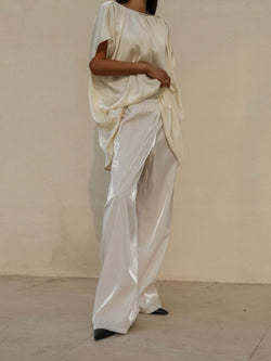 SILKY BANDED WIDE TROUSERS