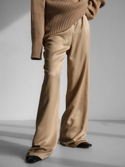 SILKY SATIN BANDED WIDE TROUSERS