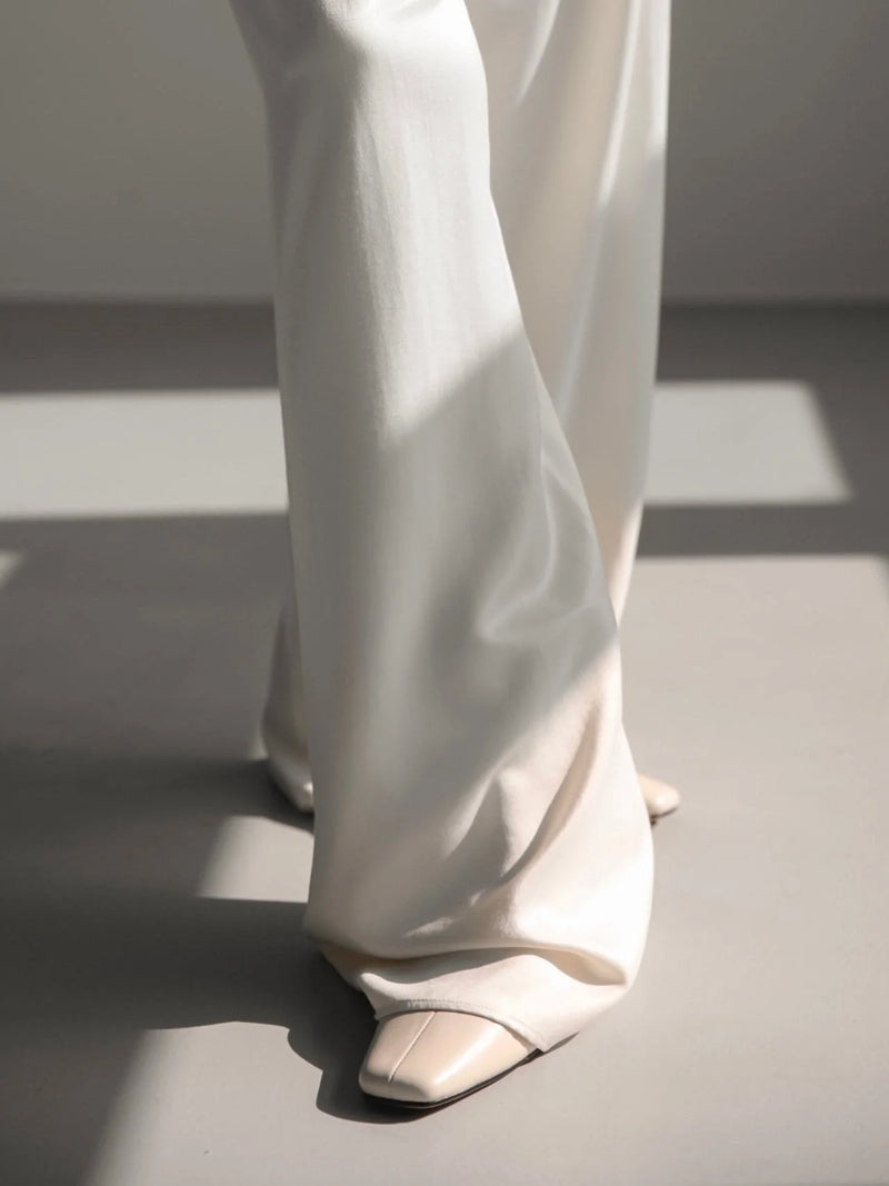 SILKY SATIN BANDED WIDE TROUSERS