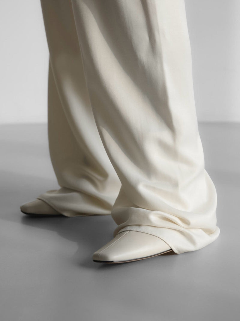 SILKY SATIN BANDED WIDE TROUSERS