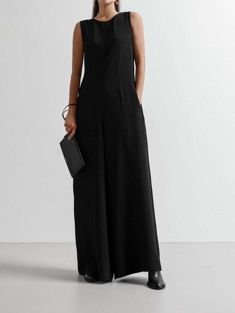 SLEEVELESS WIDE MAXI JUMPSUIT