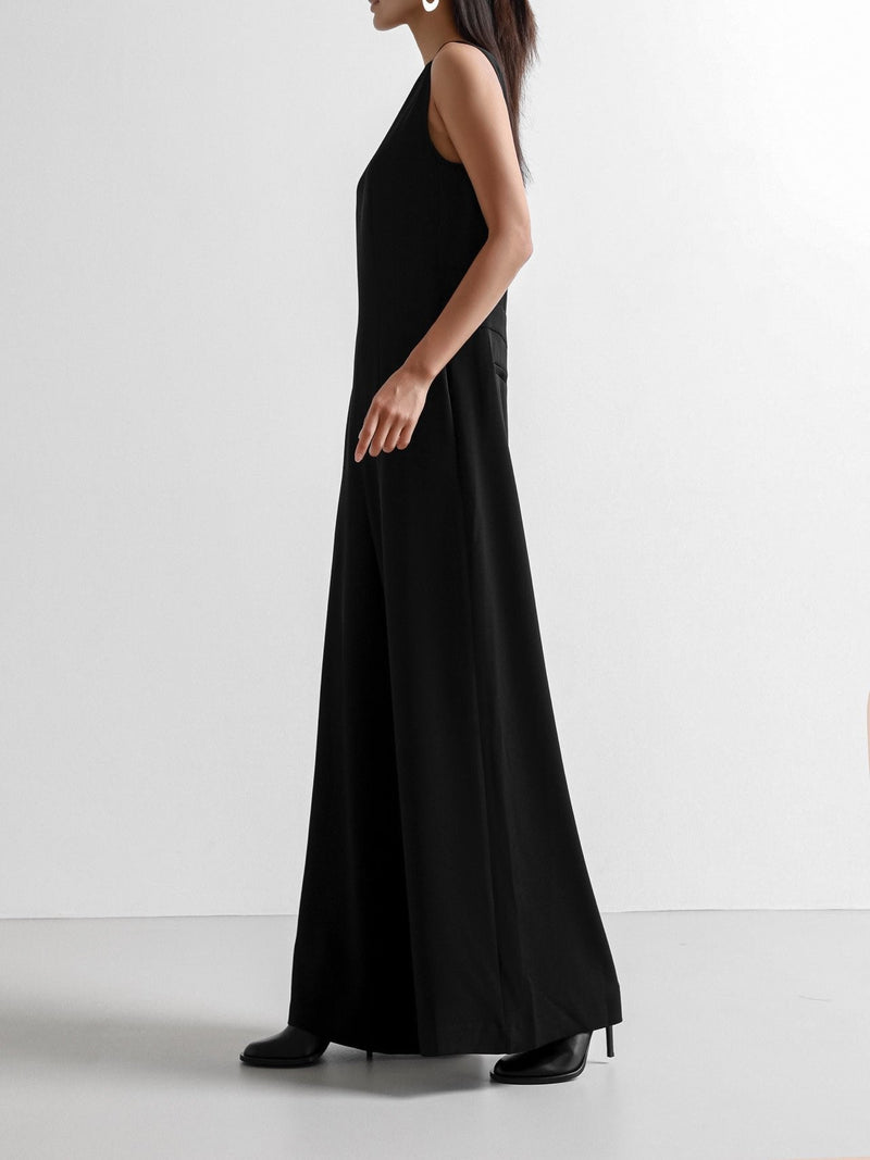 SLEEVELESS WIDE MAXI JUMPSUIT