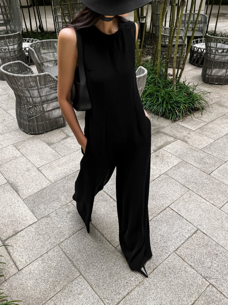 SLEEVELESS WIDE MAXI JUMPSUIT