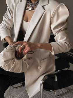 SLIM FIT VEGAN LEATHER BLAZER