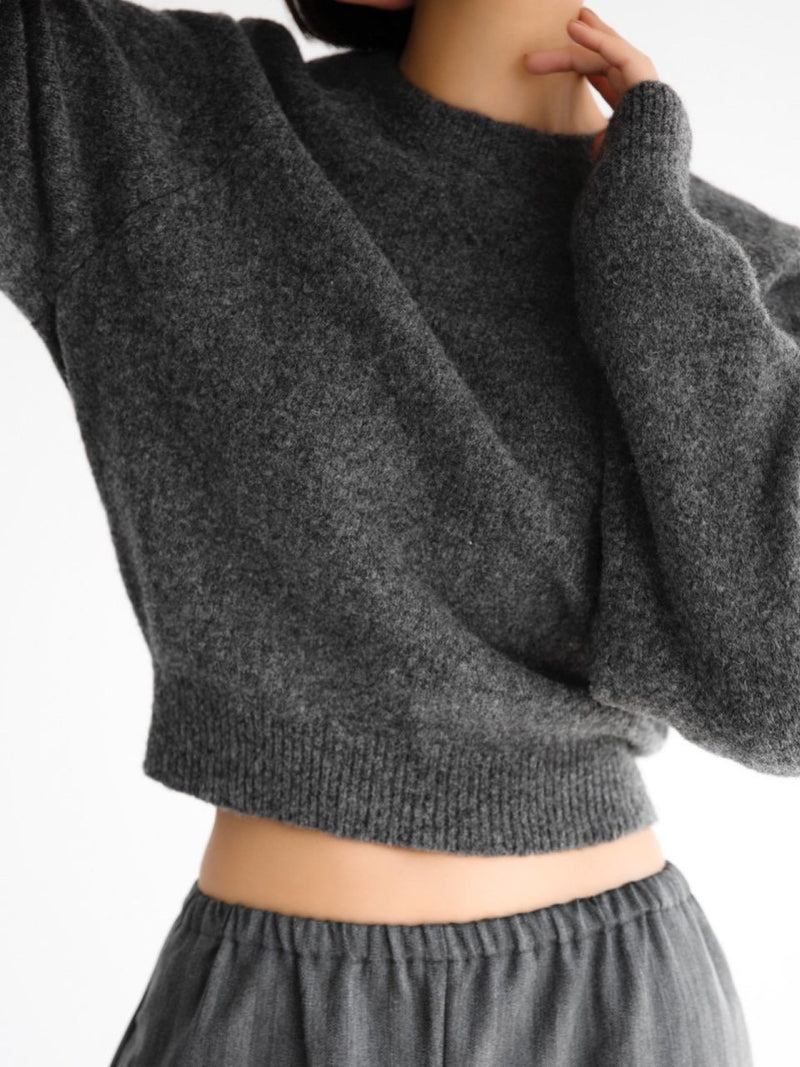 SOFT MOHAIR RAGLAN CROPPED KNIT