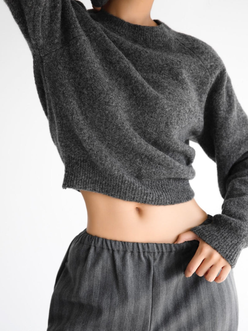 SOFT MOHAIR RAGLAN CROPPED KNIT