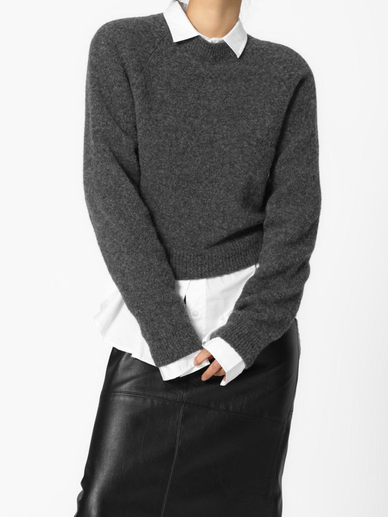 SOFT MOHAIR RAGLAN CROPPED KNIT