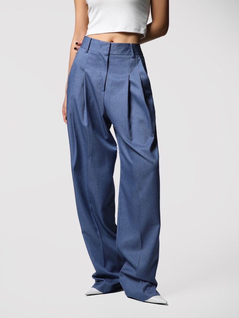 SOFT TOUCH PIN TUCK WIDE TROUSERS