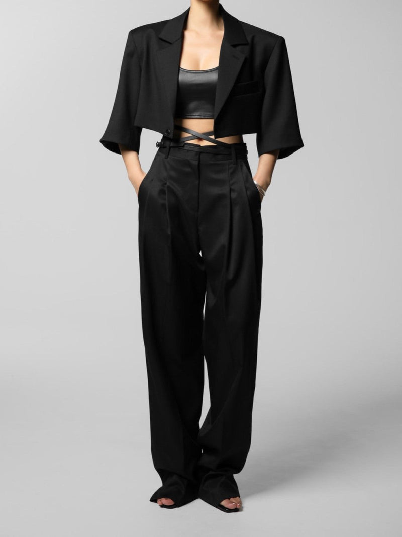 SOFT TOUCH PIN TUCK WIDE TROUSERS