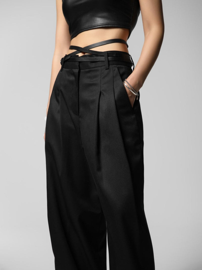 SOFT TOUCH PIN TUCK WIDE TROUSERS