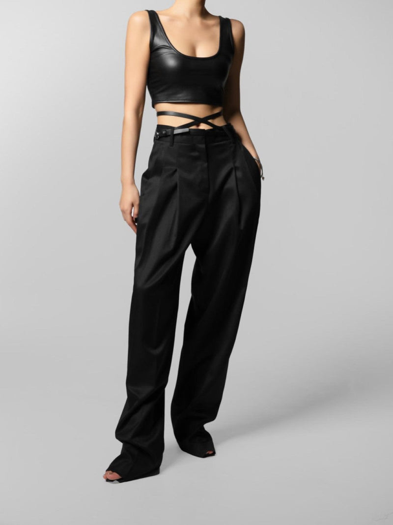 SOFT TOUCH PIN TUCK WIDE TROUSERS