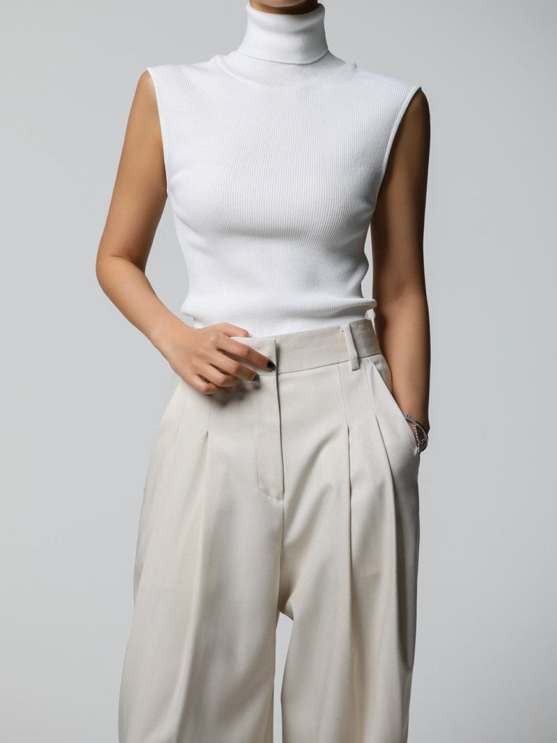 SOFT TOUCH PIN TUCK WIDE TROUSERS