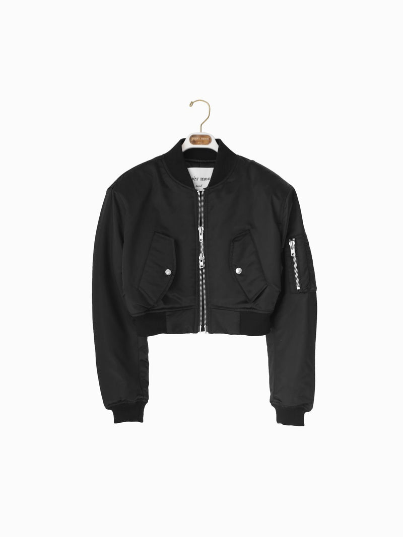 SQUARE SHOULDER CROPPED BOMBER JACKET