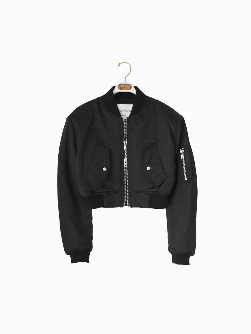 SQUARE SHOULDER CROPPED BOMBER JACKET