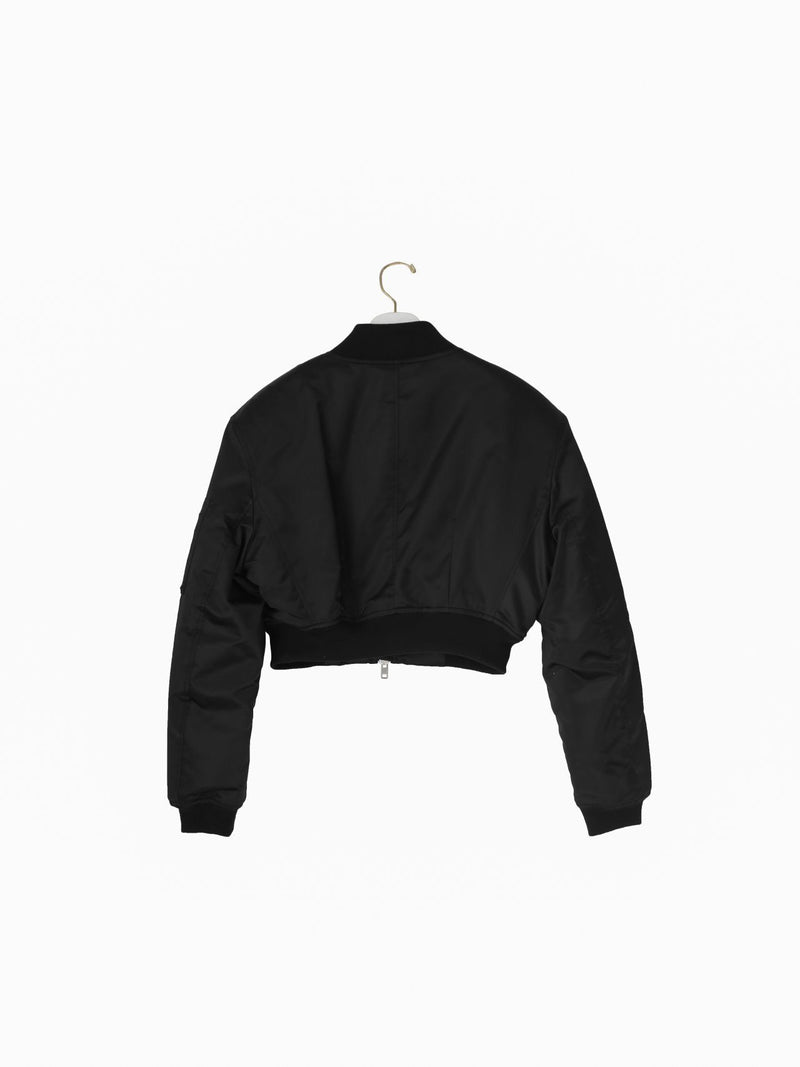 SQUARE SHOULDER CROPPED BOMBER JACKET