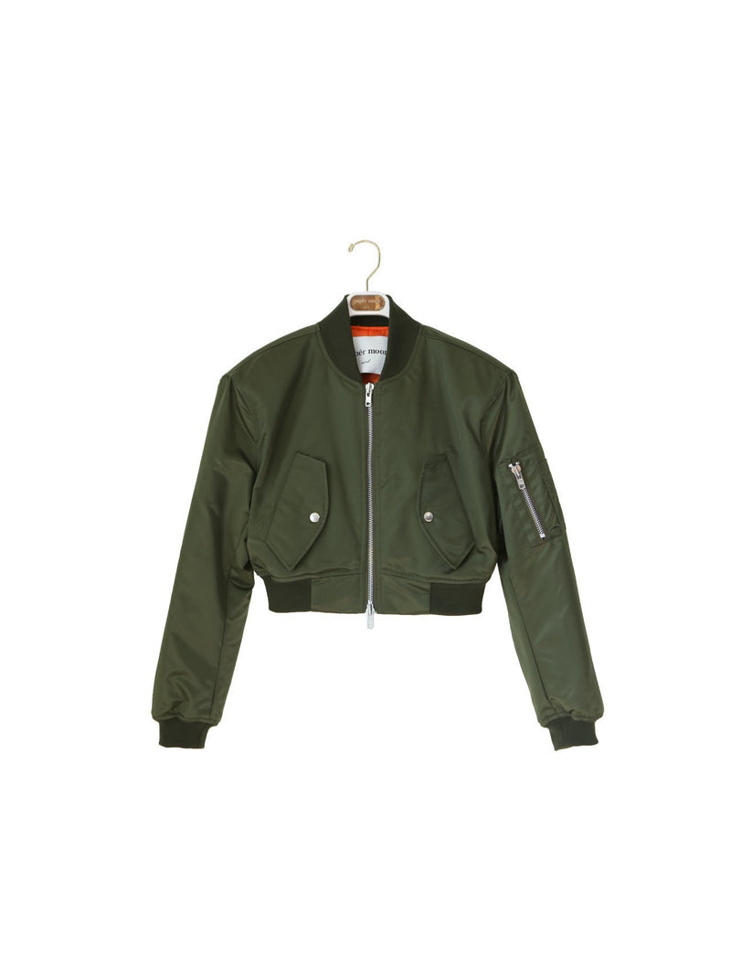 SQUARE SHOULDER CROPPED BOMBER JACKET