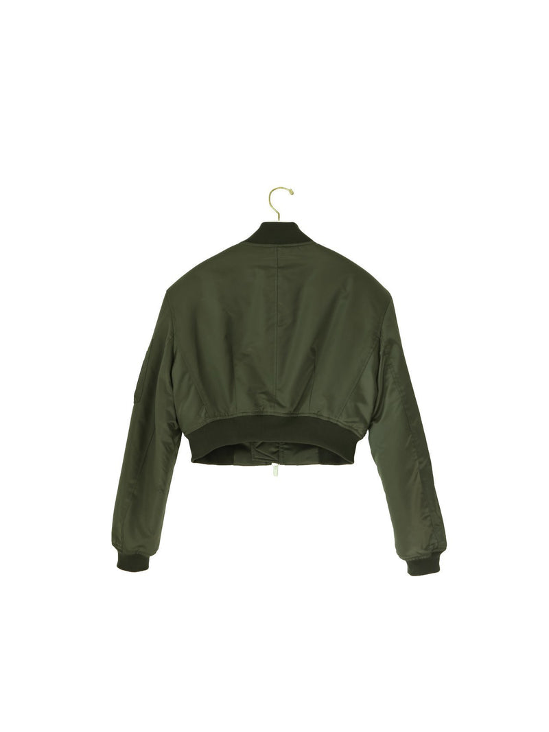 SQUARE SHOULDER CROPPED BOMBER JACKET