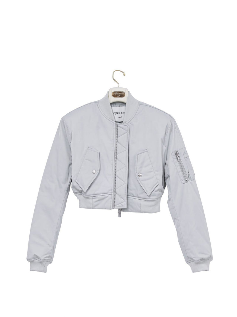 SQUARE SHOULDER CROPPED BOMBER JACKET