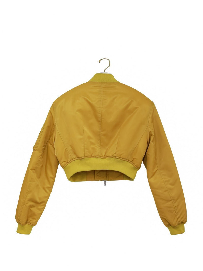 SQUARE SHOULDER CROPPED BOMBER JACKET