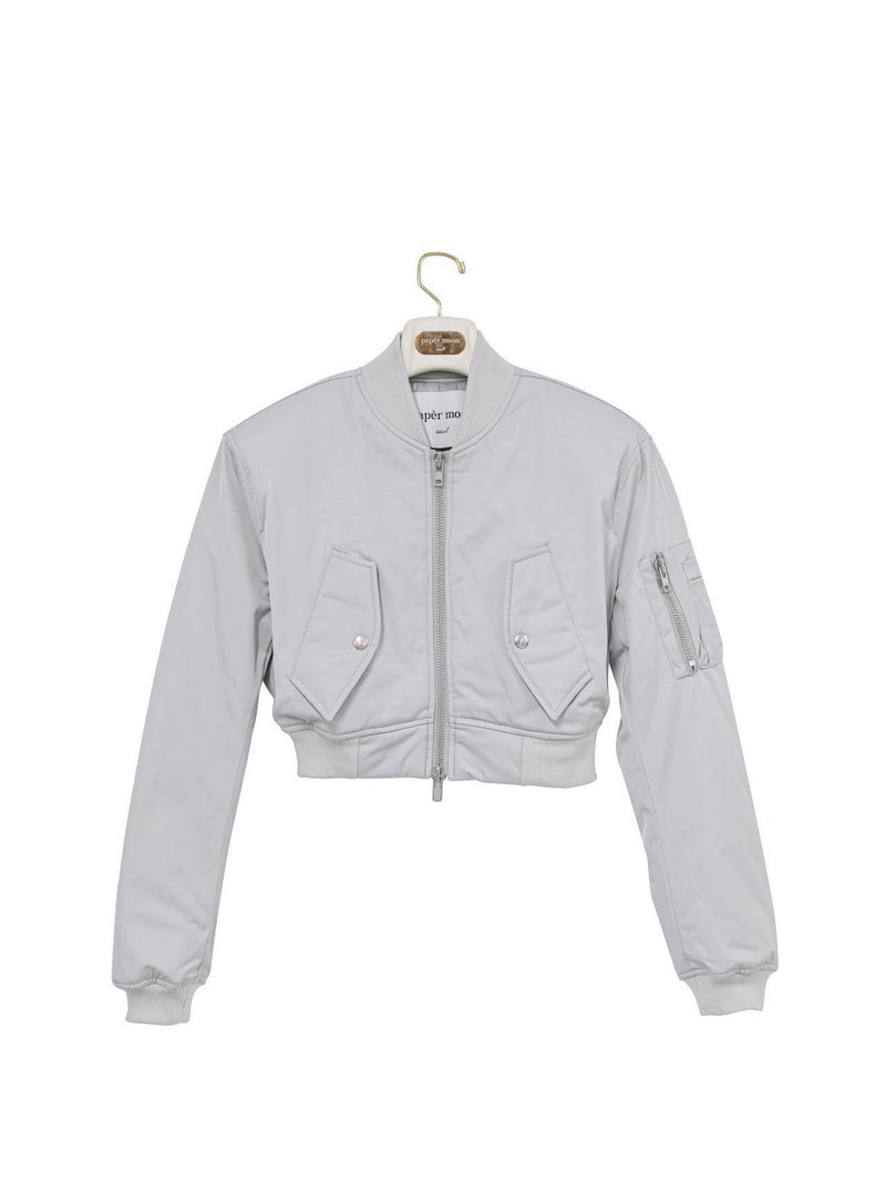 SQUARE SHOULDER CROPPED BOMBER JACKET