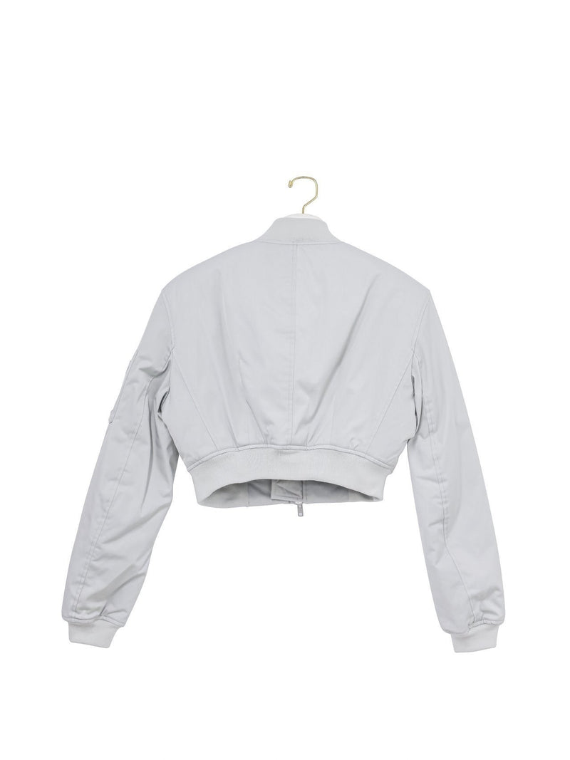 SQUARE SHOULDER CROPPED BOMBER JACKET