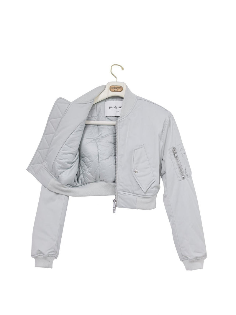 SQUARE SHOULDER CROPPED BOMBER JACKET