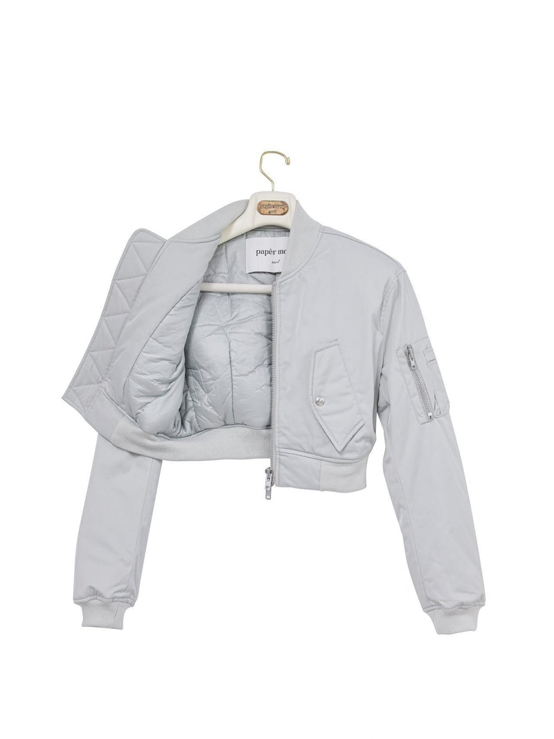 SQUARE SHOULDER CROPPED BOMBER JACKET