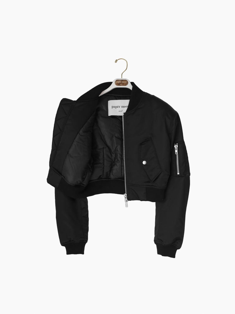 SQUARE SHOULDER CROPPED BOMBER JACKET