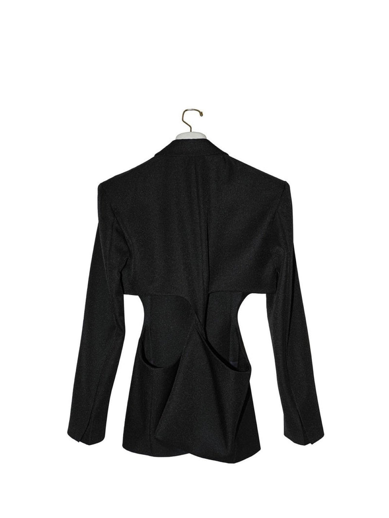 SQUARE SHOULDER CUT OUT WAIST BLAZER