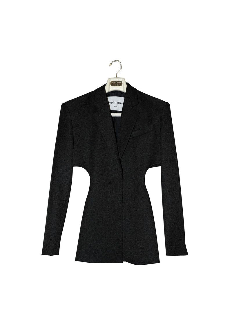 SQUARE SHOULDER CUT OUT WAIST BLAZER