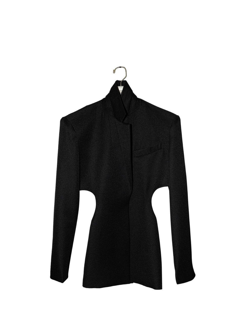 SQUARE SHOULDER CUT OUT WAIST BLAZER