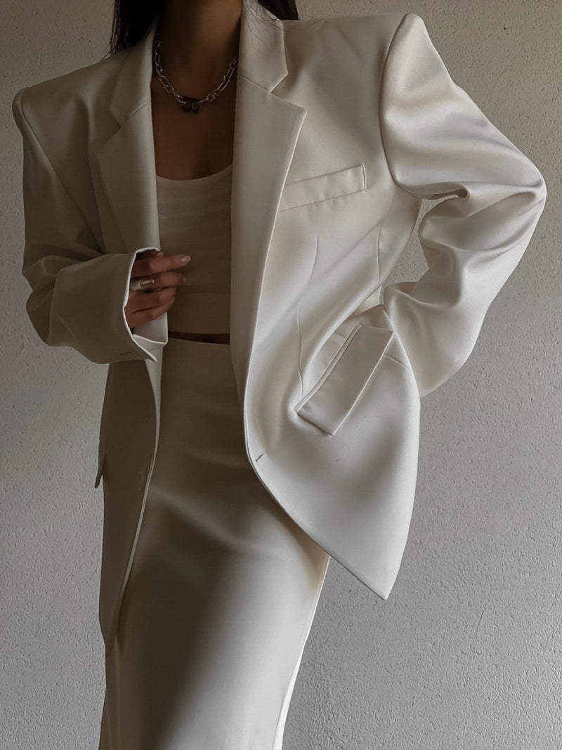 OVERSIZED SQUARE SHOULDER TWILL BLAZER