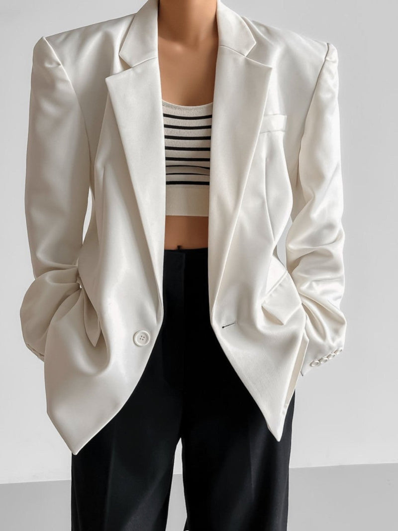 OVERSIZED SQUARE SHOULDER TWILL BLAZER