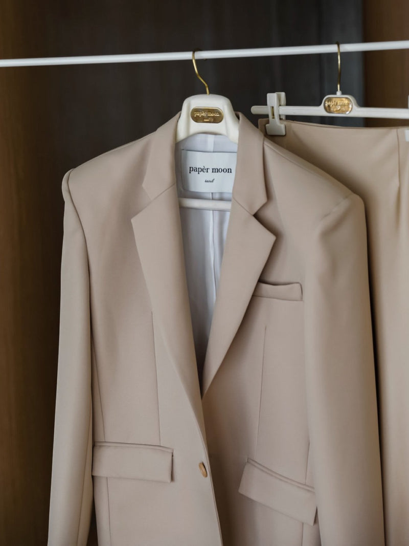 OVERSIZED SQUARE SHOULDER TWILL BLAZER