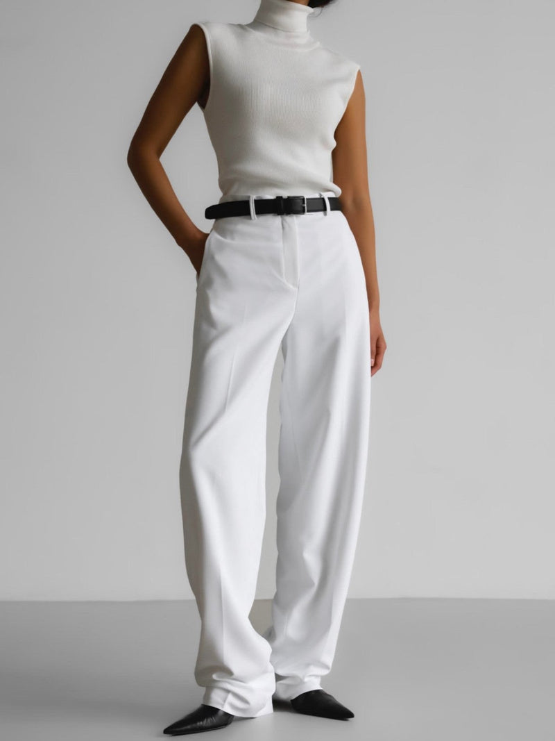 STRAIGHT FIT TAILORED TROUSERS