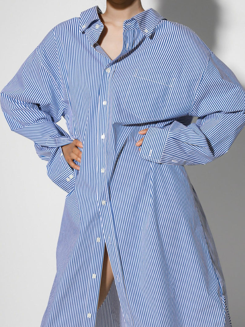 STRIPED SWING MAXI SHIRT DRESS