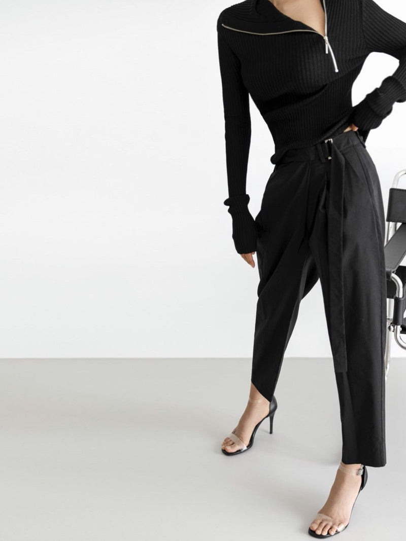 BELTED SUMMER WRAP TROUSERS