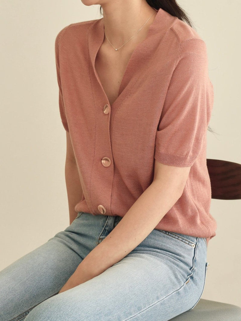 SUMMER V-NECK BUTTON CARDIGAN