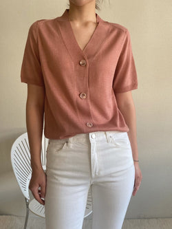 SUMMER V-NECK BUTTON CARDIGAN