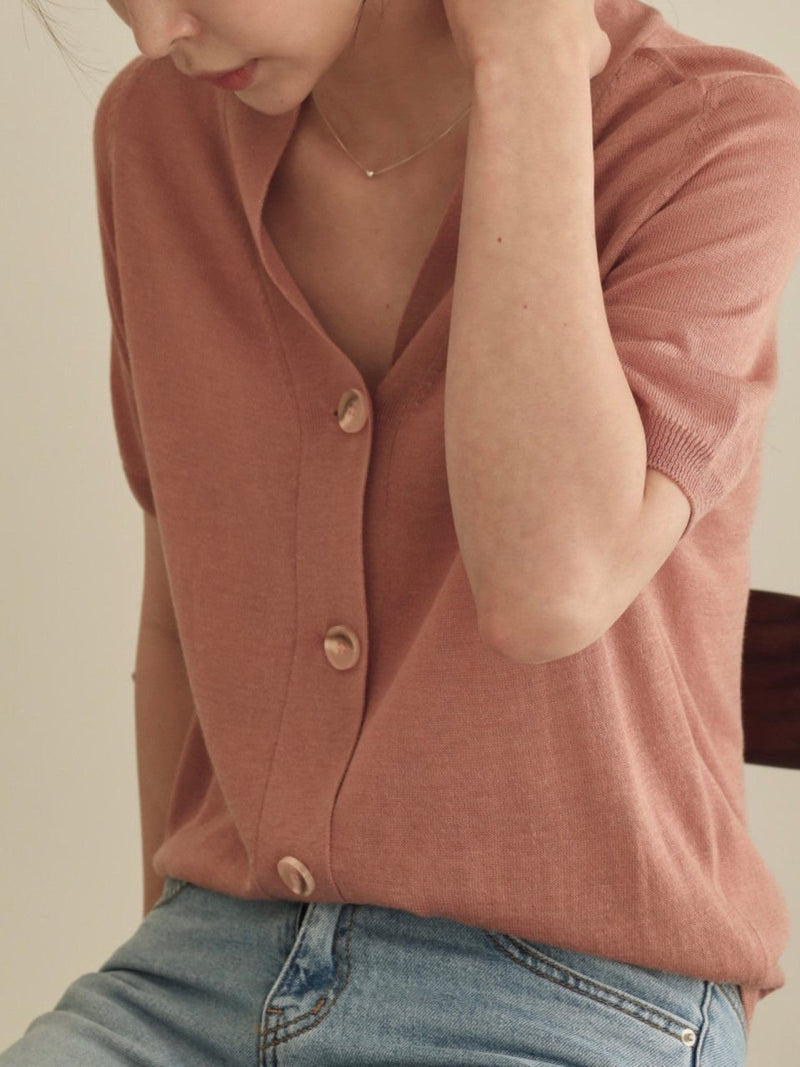 SUMMER V-NECK BUTTON CARDIGAN