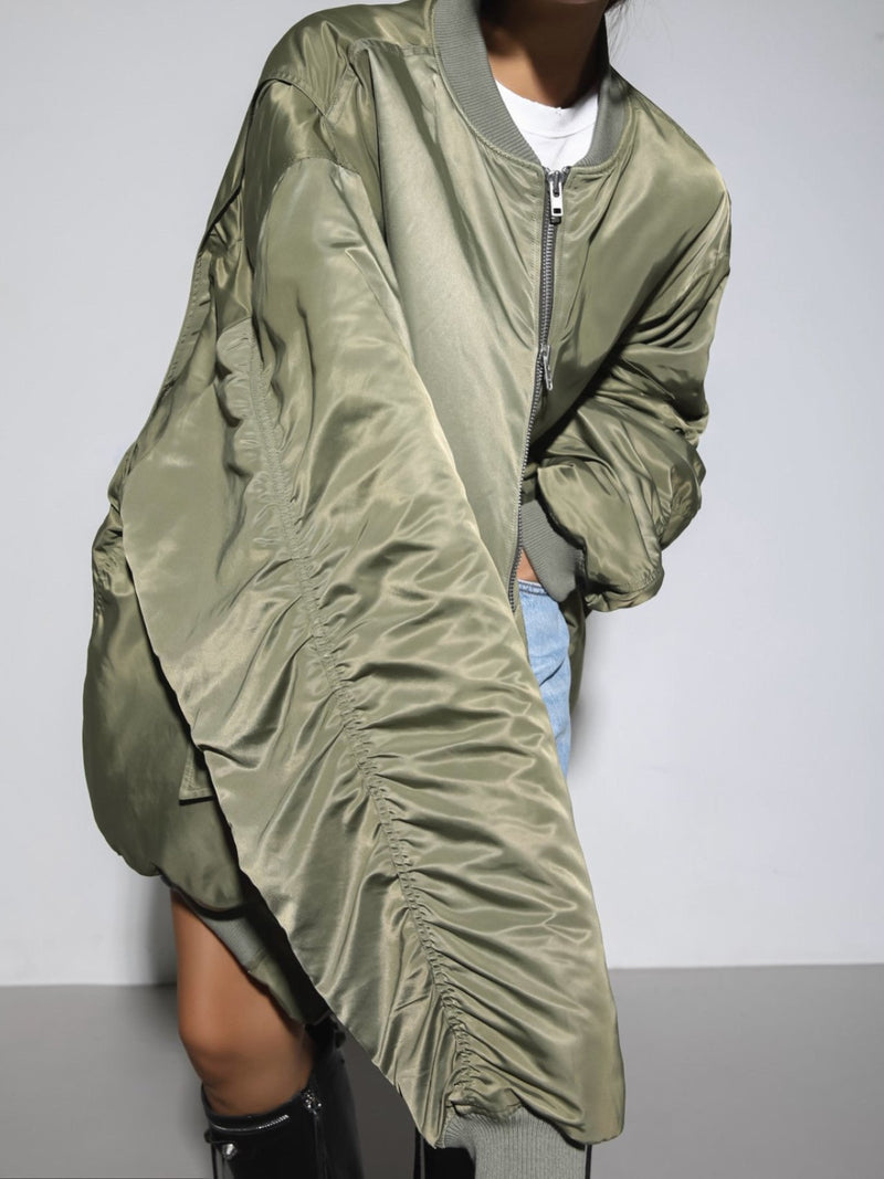 SUPER OVERSIZED ZIPPED BOMBER JACKET