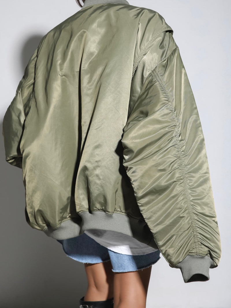 SUPER OVERSIZED ZIPPED BOMBER JACKET